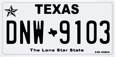 TX license plate DNW9103