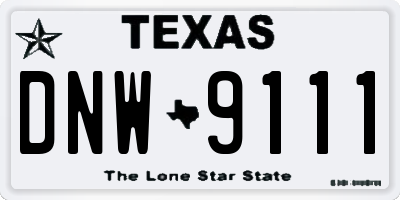 TX license plate DNW9111