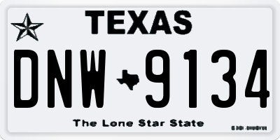TX license plate DNW9134