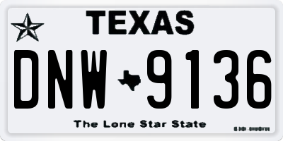 TX license plate DNW9136