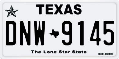 TX license plate DNW9145