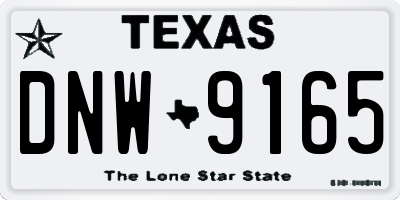 TX license plate DNW9165
