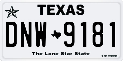 TX license plate DNW9181