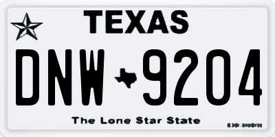 TX license plate DNW9204