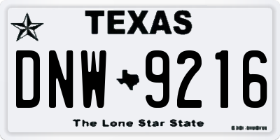 TX license plate DNW9216