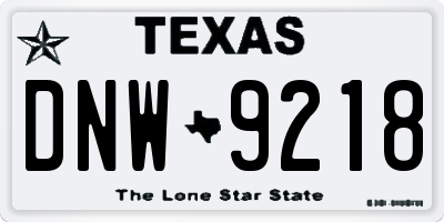 TX license plate DNW9218