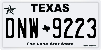 TX license plate DNW9223