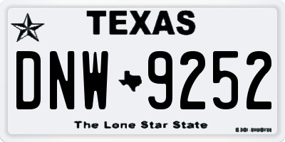 TX license plate DNW9252