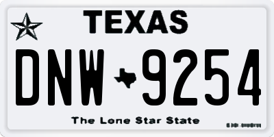 TX license plate DNW9254