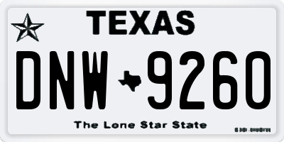 TX license plate DNW9260