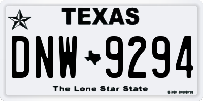 TX license plate DNW9294