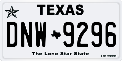 TX license plate DNW9296