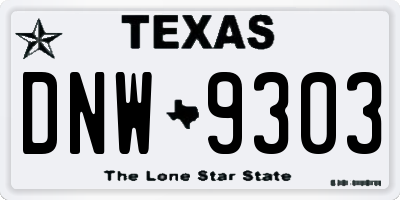 TX license plate DNW9303