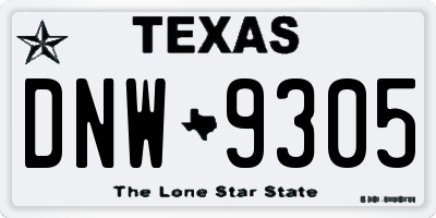 TX license plate DNW9305