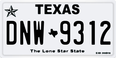 TX license plate DNW9312