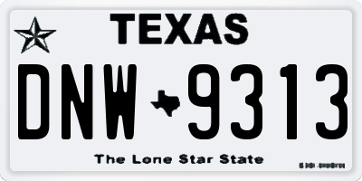TX license plate DNW9313