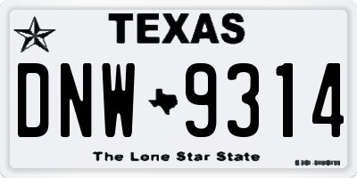 TX license plate DNW9314