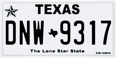 TX license plate DNW9317