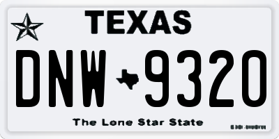 TX license plate DNW9320