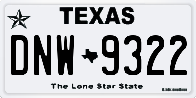 TX license plate DNW9322
