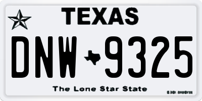 TX license plate DNW9325