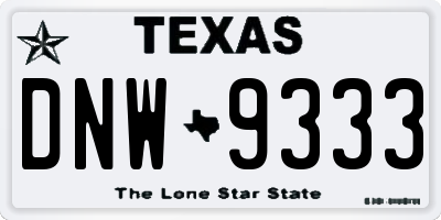 TX license plate DNW9333