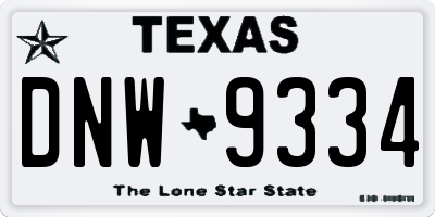 TX license plate DNW9334