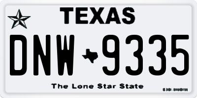 TX license plate DNW9335