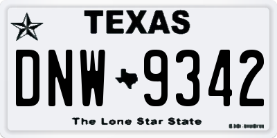 TX license plate DNW9342