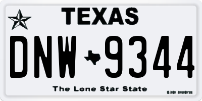 TX license plate DNW9344