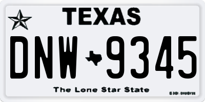 TX license plate DNW9345