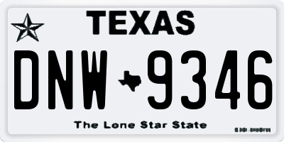 TX license plate DNW9346
