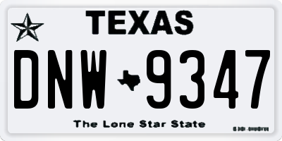 TX license plate DNW9347