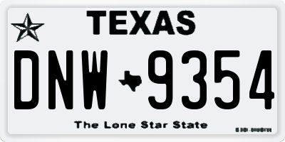 TX license plate DNW9354