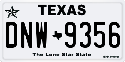 TX license plate DNW9356