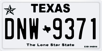 TX license plate DNW9371