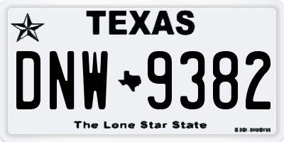 TX license plate DNW9382