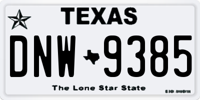 TX license plate DNW9385