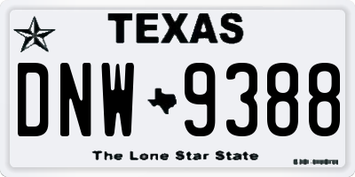 TX license plate DNW9388