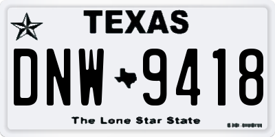 TX license plate DNW9418