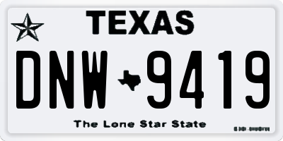 TX license plate DNW9419