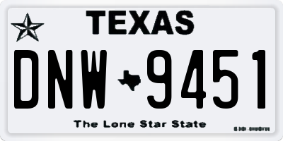 TX license plate DNW9451
