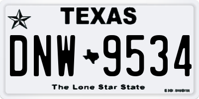 TX license plate DNW9534