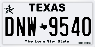 TX license plate DNW9540