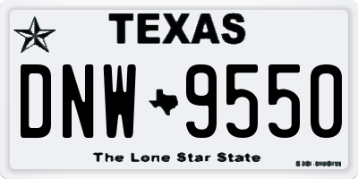 TX license plate DNW9550