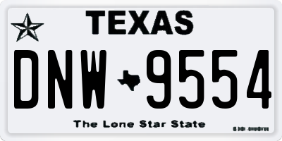 TX license plate DNW9554