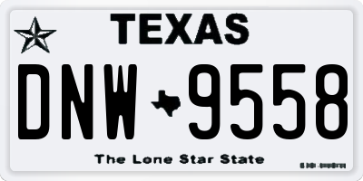 TX license plate DNW9558