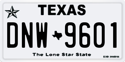 TX license plate DNW9601