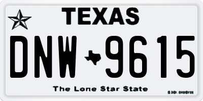 TX license plate DNW9615