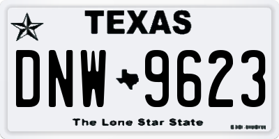 TX license plate DNW9623